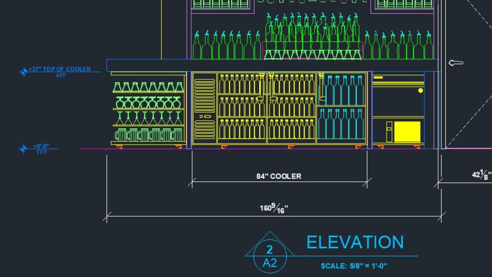 ELEVATION VIEW OF KROWNE BACK BAR COOLER